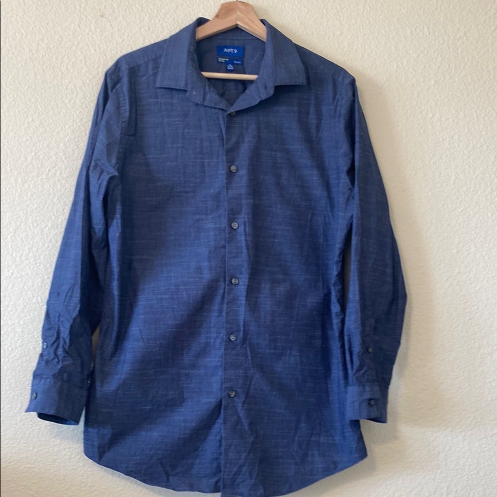 Men's Navy Blue Slim Fit Button Up Shirt